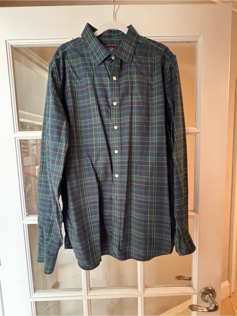 UNTUCKit Green and Navy Plaid Button-Down Shirt